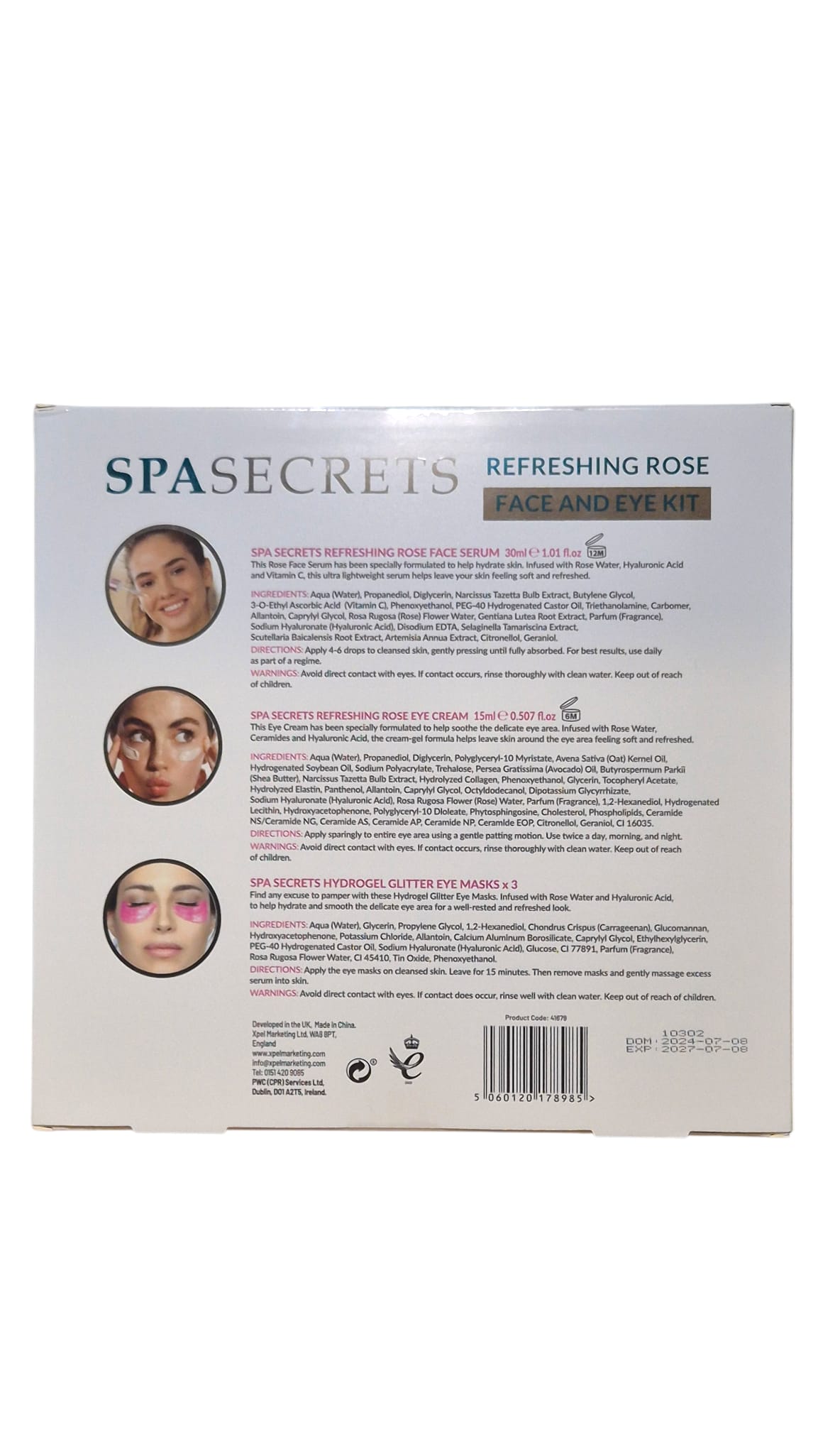 SPA SECRETS Rose Face and Eye Care Kit, Refreshing