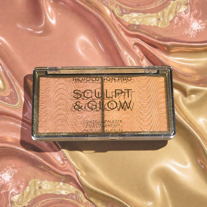 Revolution PRO Sculpt And Glow Highlighting Contour Palette Medium Deep 8g